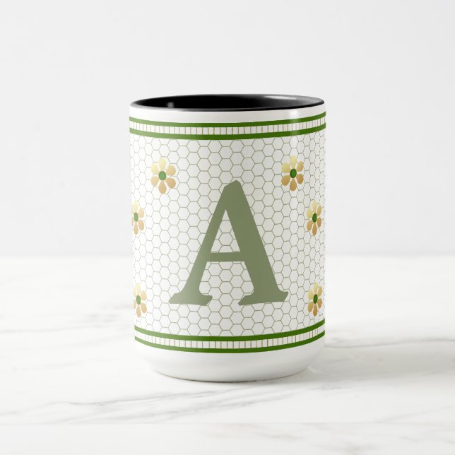 Caneca Carta Inicial Personalizada | Chic Dourada Daisy H (Centro)