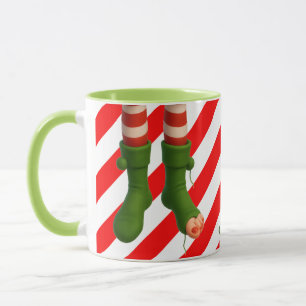 Caneca Cartão de Férias Pernas de Elfo Divertidas Trave