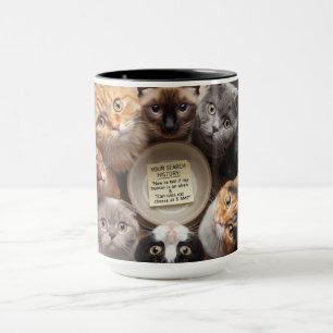 Caneca Cartão de Natal com Histórico de Busca de Gato Eng