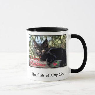 Caneca Cartão de Natal de Mondo Longwhiskers, os gatos