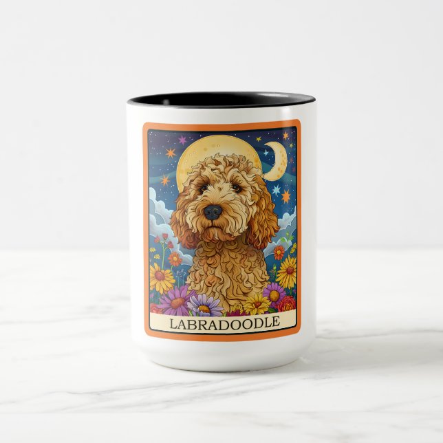 Caneca Cartão de Tarô Cão Labradoodle Cute (Centro)