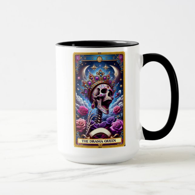 Caneca Cartão Engraçado Tarot/A Rainha Drama (Direita)
