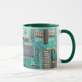 Caneca Cartão-matriz, foto do conselho de circuito, nerd