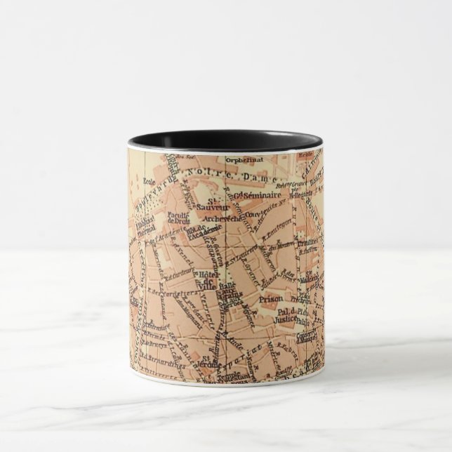 Caneca Cartão postal do mapa antigo de Aix França (Centro)