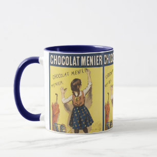 Caneca Cartaz de Arte da Garota Francesa Chocolat Menier