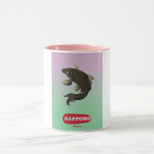 Caneca Cartaz de turismo estilo vintage de Sapporo Japão