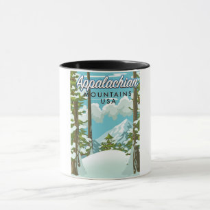 Caneca cartaz de viagem das Montanhas Apalaches