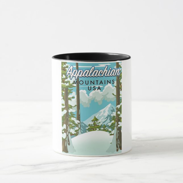 Caneca cartaz de viagem das Montanhas Apalaches (Centro)