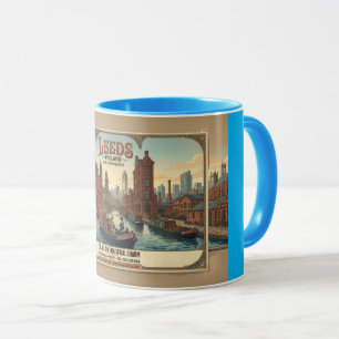 Caneca Cartaz de Viagem Vintage Leeds Inglaterra