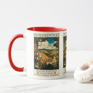 Caneca Cartaz de Viagem Vintage NC Wyeth, No Velho Kentuc