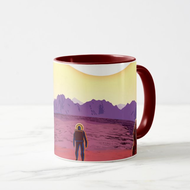 Caneca Cartaz de Viagens Futuro da NASA - Relaxar em Kepl (Frente Esquerda)