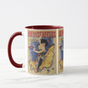 Caneca Cartaz Francês Antigo Dançarino Art Nouveau