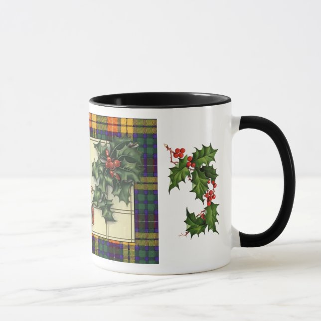 Caneca Cartões de natal entusiastas, tartan de Buchanan (Direita)