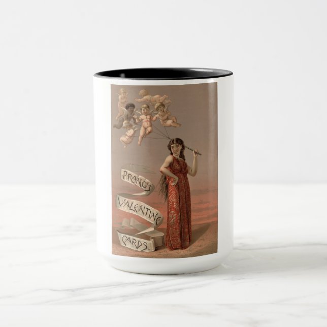 Caneca Cartões de São Valentim de Prang, Mulher e Querubi (Centro)