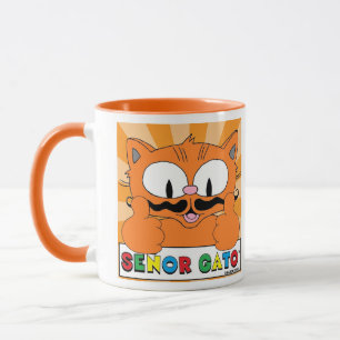 Caneca Cartoon Bigode Gato Senor Gato Polegares Para Cima