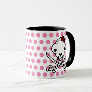 Caneca Cartoon Black White Jolly Gatinho Pirata Ossos do 