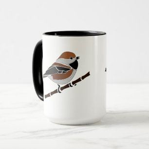 Caneca Cartoon Boreal Chickadee Bird Adorável