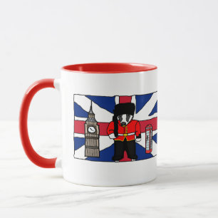 Caneca Cartoon britânico Badger com Big Ben e Flag