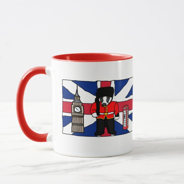 Caneca Cartoon britânico Badger com Big Ben e Flag (Esquerda)