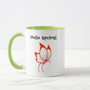 Caneca Cartoon de Borboleta Laranja, Linda Arte Natural d