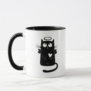 Caneca Cartoon de gato preto Angelic