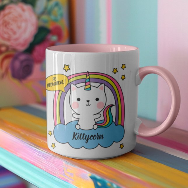 Caneca Cartoon de Milho-da-Catica-Rosa, Motoon (Two of the cutest animals (kitten and a unicorn) come together to make...the Kittycorn! )