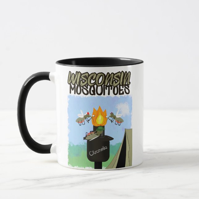 Caneca Cartoon de Mosquitos de Wisconsin - Acampamento po (Esquerda)
