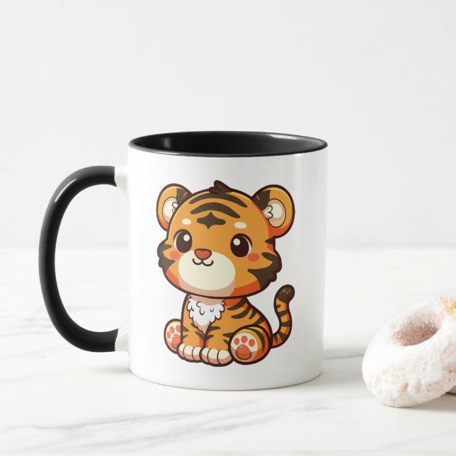 Caneca Cartoon de Tigre para Bebê (Com Donut)