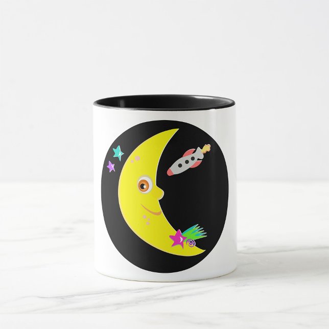 Caneca Cartoon Moon Rocket Mug (Criador carregado)