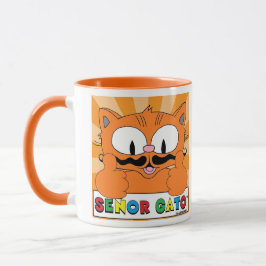 Caneca Cartoon Mustache Cat Senor Gato Atira