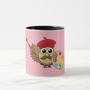 Caneca Cartoon Pintor Coruja