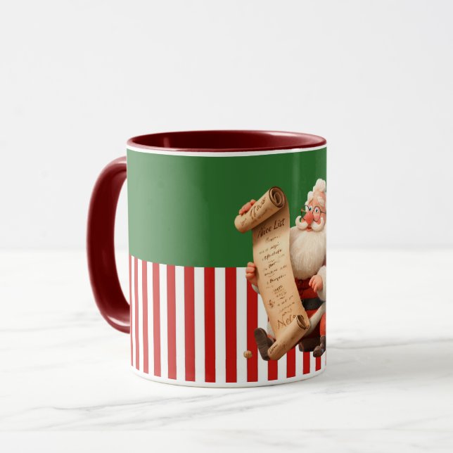 Caneca Cartoon Santa Reading Nice List (Frente Esquerda)