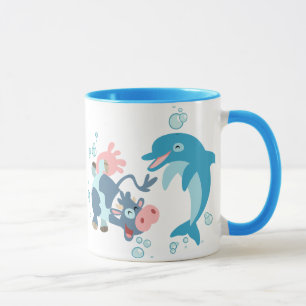 Caneca Cartoon Seacow e Dolphin Mug