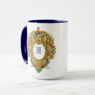 Caneca Cartouche Oval Barroco Rococó Retrô Monograma Sécu