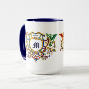 Caneca Cartucho Rococó Dragões Nome e Monograma