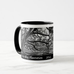 Caneca Carvalhos da Oak Alley Plantation em P/B