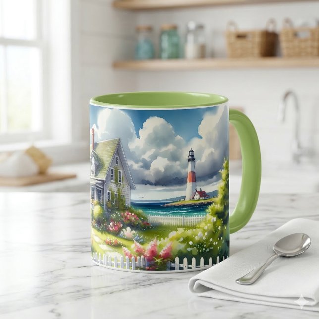 Caneca Casa de Campo com Vista para o Farol (Cottage With View Of The Lighthouse Mug A)