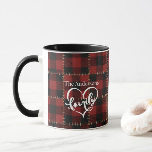 Caneca Casa de Campo Rústica Vermelha Xadrez Búfalo Nome 