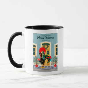 Caneca Casa de Natal portuguesa com saudações de galo