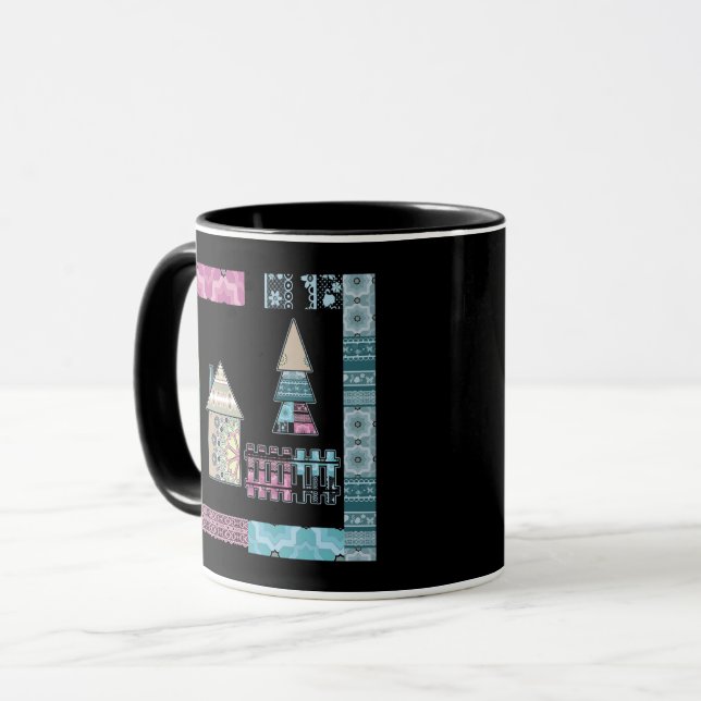 Caneca Casa de retalhos fofos em forma de árvore com form (Frente Esquerda)
