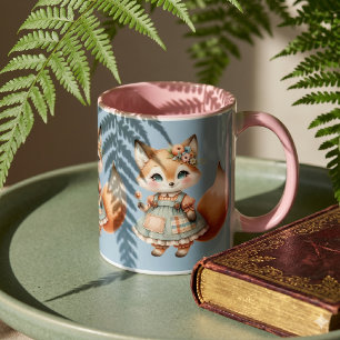 Caneca Casa Encantada Floral Pastel Raposa