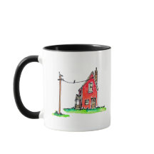 Casa Vermelha Pequena com Linha de Alimentação