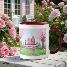 Caneca Casa Vitoriana Rosa e Flor de Cereja