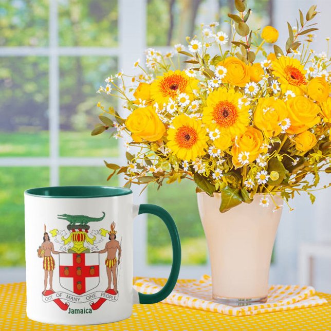 Caneca Casaco de Armas jamaicano e hino nacional (Criador carregado)