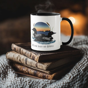 Caneca Casais de Mergulhões Crepúsculo Azul Lago Vida Sel