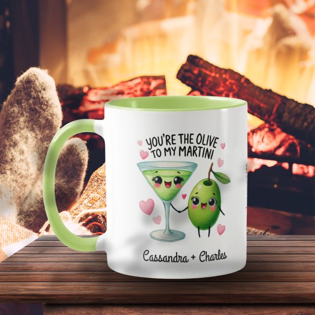 Caneca Casais Divertidos Dão "Olive To My Martini" Person (Fun Couples Gift "Olive To My Martini" Custom Mug)