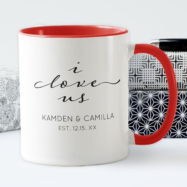 Caneca Casais personalizados que amo o Dia de os namorado (I love us couples Valentine's Day mug. Personalize it with your names)