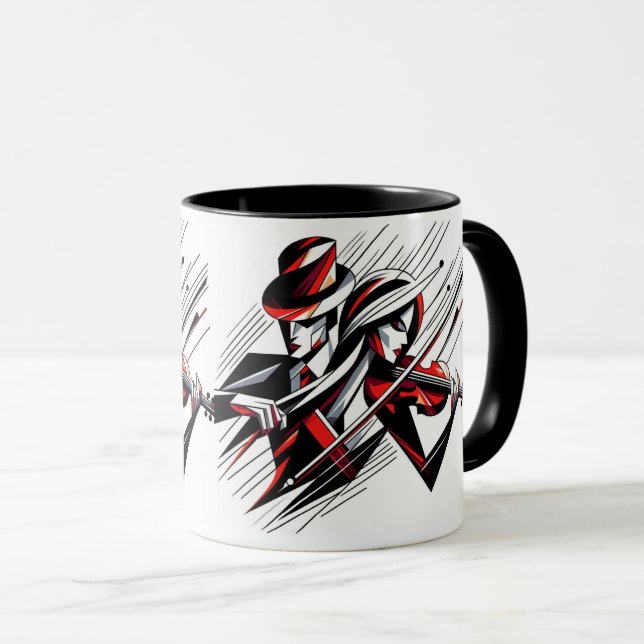 Caneca Casal Abstrato com Violino (Frente Esquerda)
