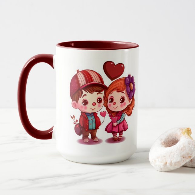 Caneca Casal bonito do dia (Com Donut)