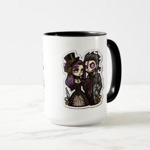 Caneca Casal de desenho gótico Pau Arte Combo Mug, 15 oz